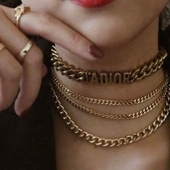 Dior Jewelry - Authentic DIOR Aged Gold Metal Curb Chain Necklace